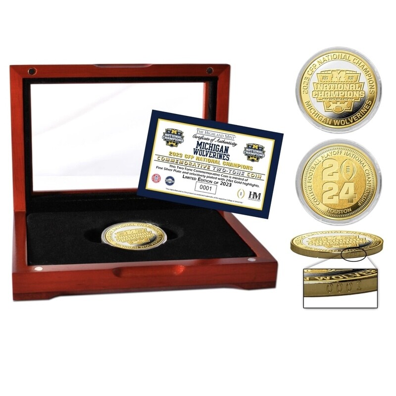 Michigan Wolverines 2023 CFP National Champions Gold & Silver Two Tone Coin