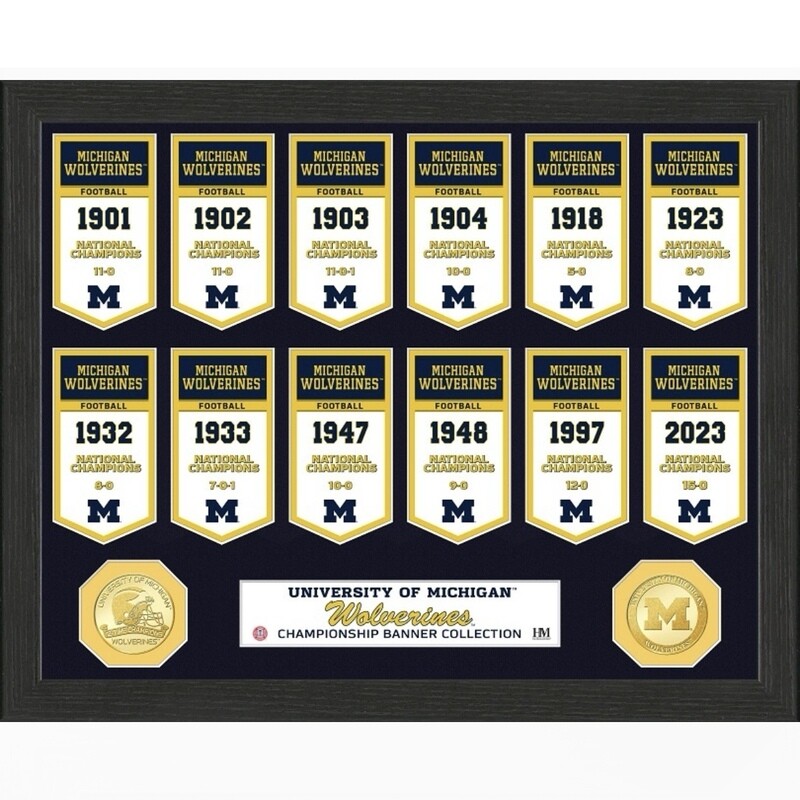 Michigan Wolverines Championship Banner Collection Bronze Coin Photo Mint