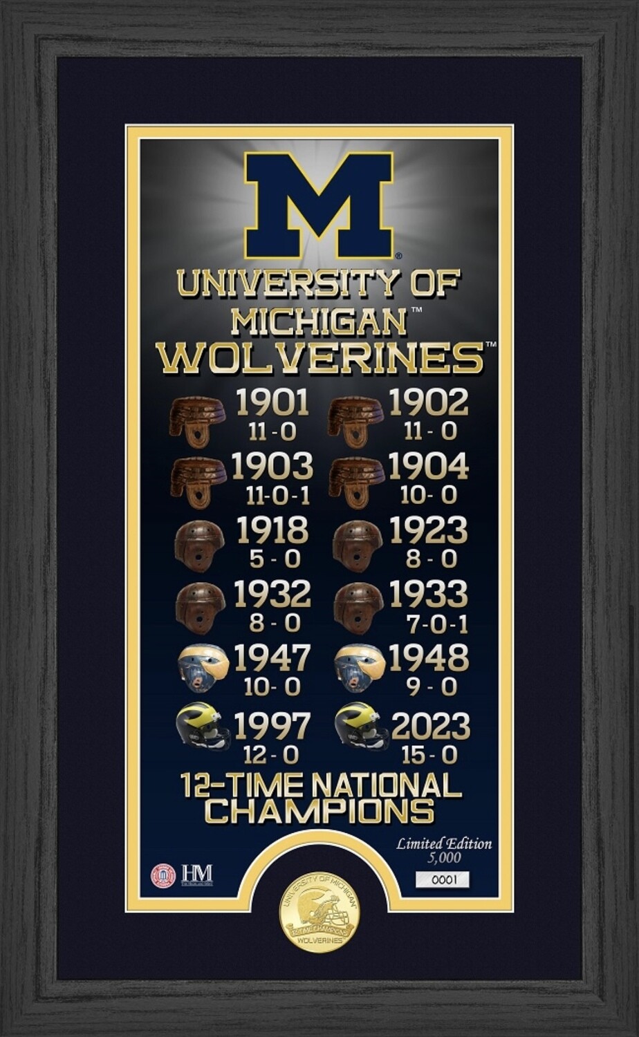 Michigan Wolverines "Legacy" Bronze Coin Panoramic Photo Mint