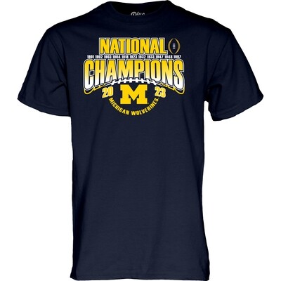 Michigan Wolverines Men's 2023 National Champions Navy Blue T-Shirt