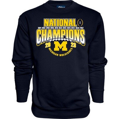 Michigan Wolverines Men's 2023 National Champions Navy Blue Crewneck Sweatshirt