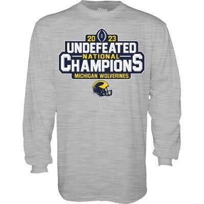 Michigan Wolverines Men's 2023 National Champions Grey Undefeated Crewneck Sweatshirt
