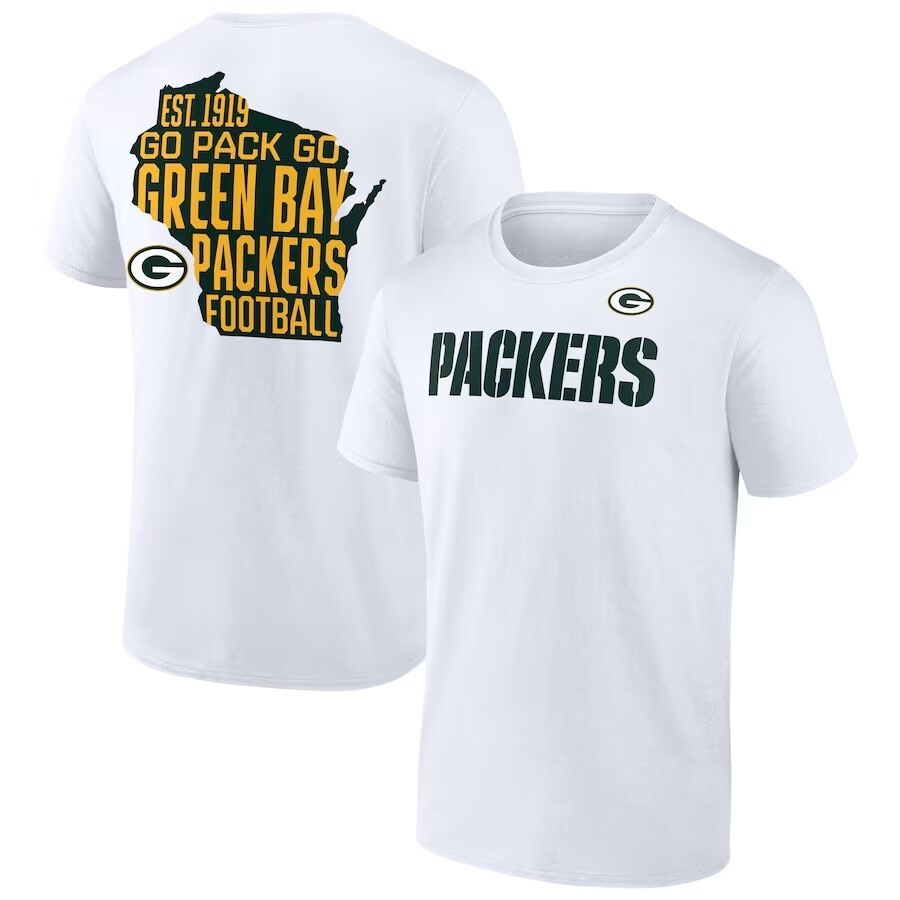 Green Bay Packers Men’s Fanatics Branded White Hot Shot State T-Shirt