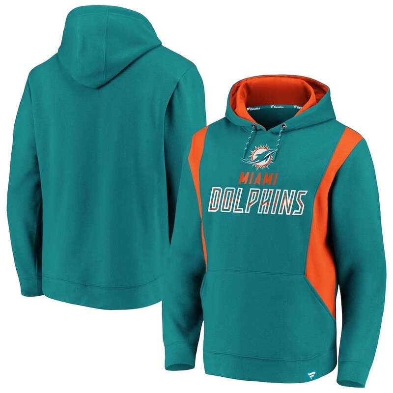 Miami Dolphins Men’s Aqua/Orange Iconic Color Block Pullover Hoodie
