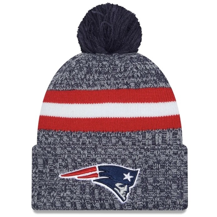 New England Patriots Men’s Navy New Era Cold Weather Knit Pom Hat