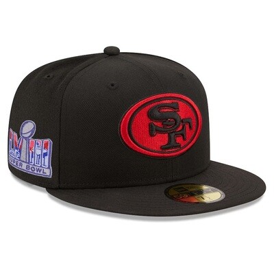 San Francisco 49ers Men’s New Era Black Super Bowl LVIII Side Patch 59FIFTY Fitted Hat