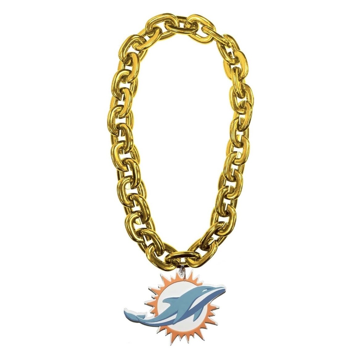Miami Dolphins Touchdown Fan Chain 10 Inch 3D Foam Necklace