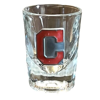 Cleveland Indians Clear Pewter Logo 2 Ounce Prism Shot Glass