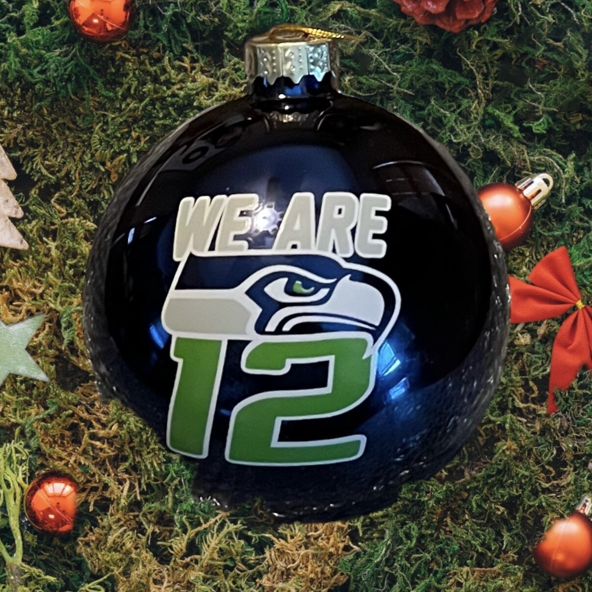 Seattle Seahawks 12th Man Blown Glass Ornament