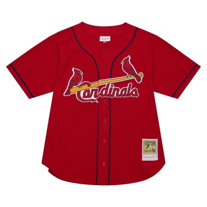 St. Louis Cardinals Mark McGwire 1998 Men's Red Mitchell & Ness Mesh Full Button Up Jersey