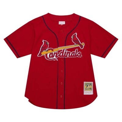 St. Louis Cardinals Mark McGwire 1998 Men's Red Mitchell & Ness Mesh Full Button Up Jersey
