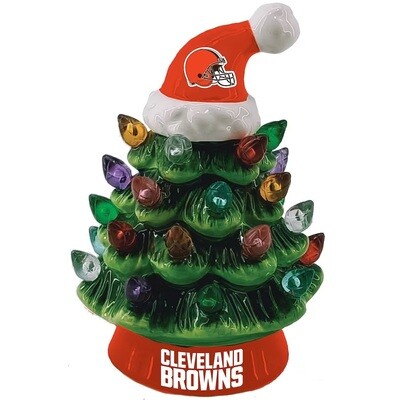 Cleveland Browns 8" Light Up Ceramic LED Christmas Tree