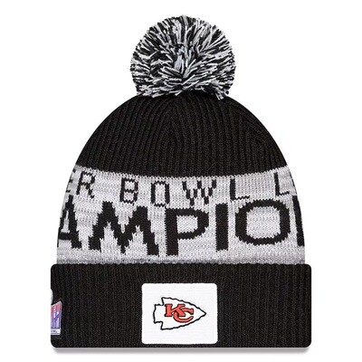 Kansas City Chiefs Men's New Era Graphite Kansas City Chiefs Super Bowl LVIII Champions Parade Cuffed Pom Knit Hat