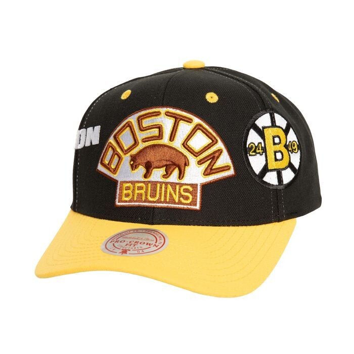 Boston Bruins Men's Black Overbite Pro Mitchell & Ness Snapback Hat