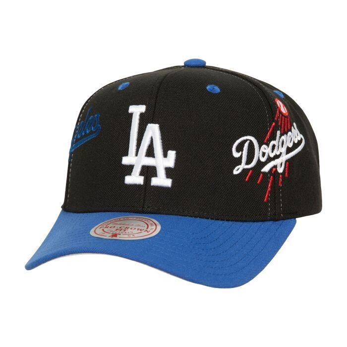 Los Angeles Dodgers Men's Black Overbite Pro Mitchell & Ness Snapback Hat