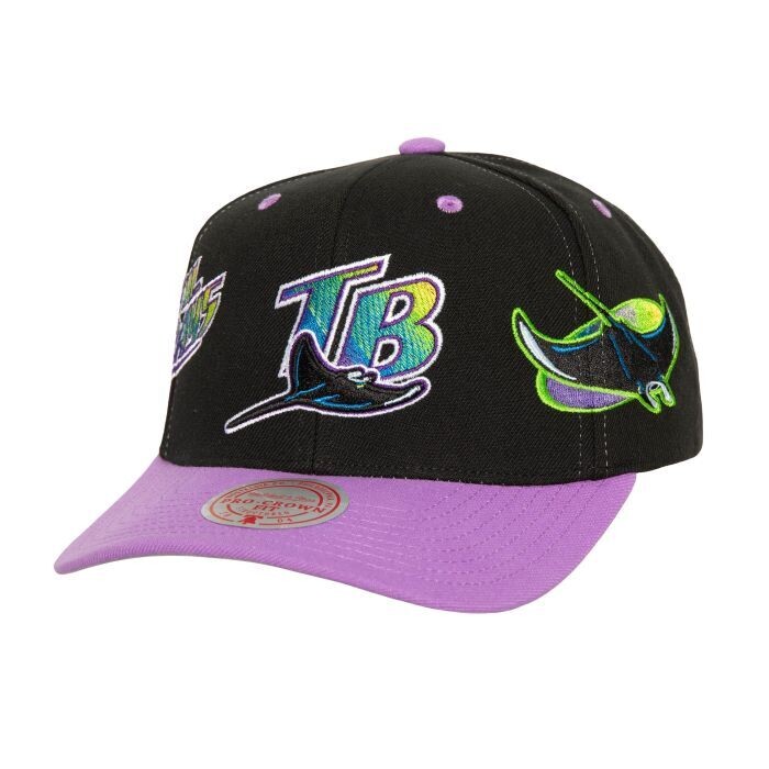 Tampa Bay Rays Men’s Black Overbite Pro Mitchell & Ness Snapback Hat