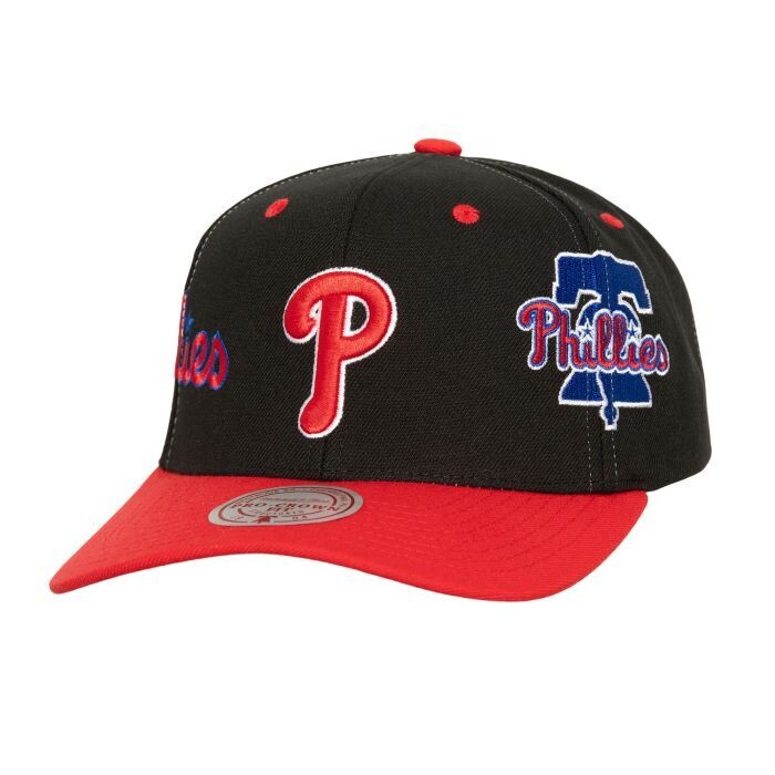 Philadelphia Phillies Men's Black Overbite Pro Mitchell & Ness Snapback Hat