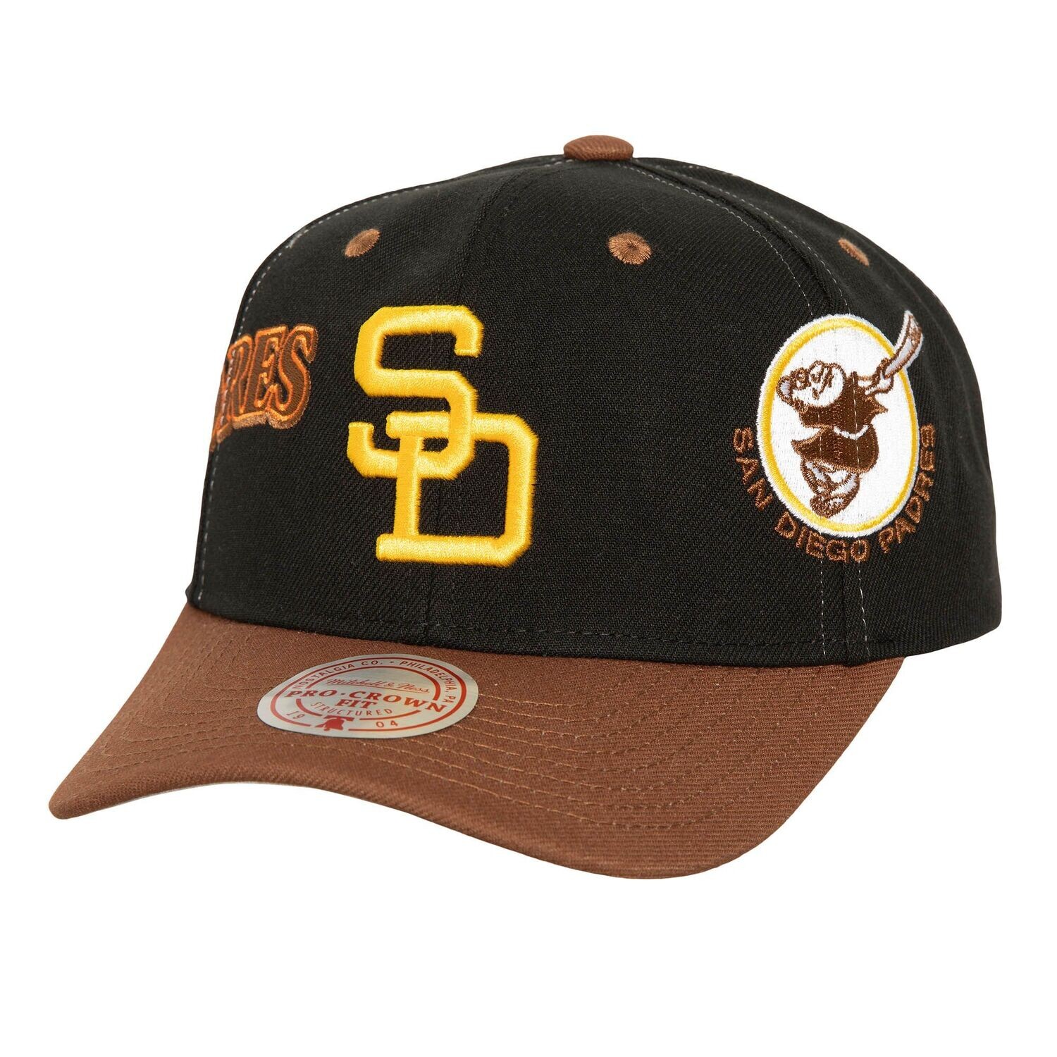 San Diego Padres Men’s Black Overbite Pro Mitchell & Ness Snapback Hat