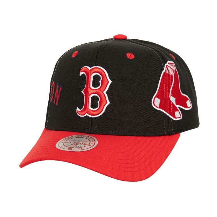 Boston Red Sox Men's Black Overbite Pro Mitchell & Ness Snapback Hat