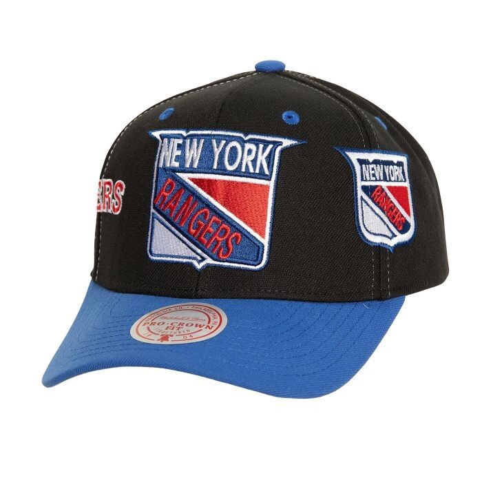 New York Rangers Men's Black Overbite Pro Mitchell & Ness Snapback Hat