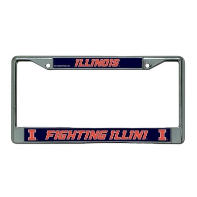 Illinois Fighting Illini Chrome Metal License Plate Frame