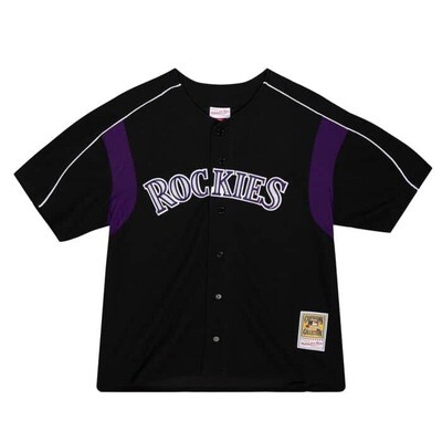Colorado Rockies Larry Walker 2003 Men's Black Mitchell & Ness Mesh Full Button Up Jersey