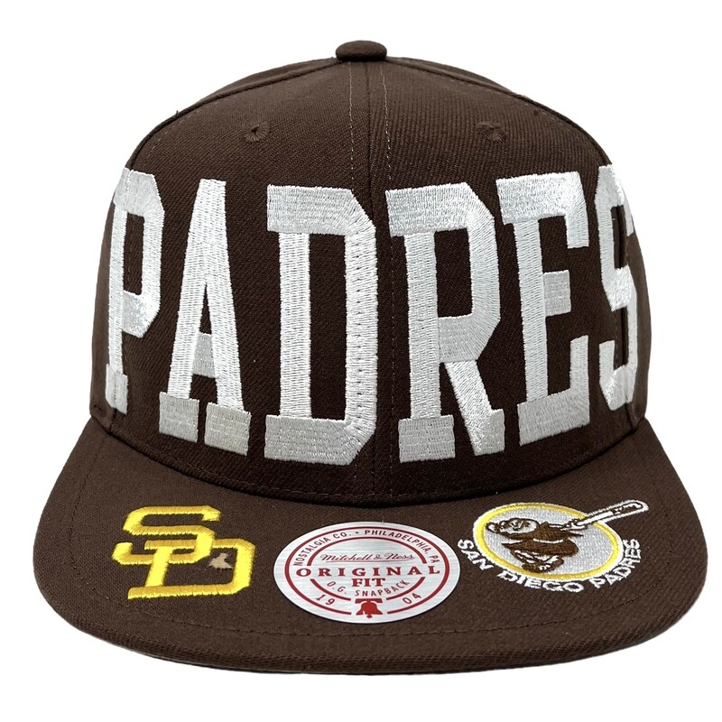 San Diego Padres Men's Brown Big Text Mitchell & Ness Snapback Hat