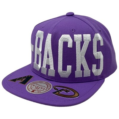 Arizona Diamondbacks Men's Purple Big Text Michell & Ness Snapback Hat