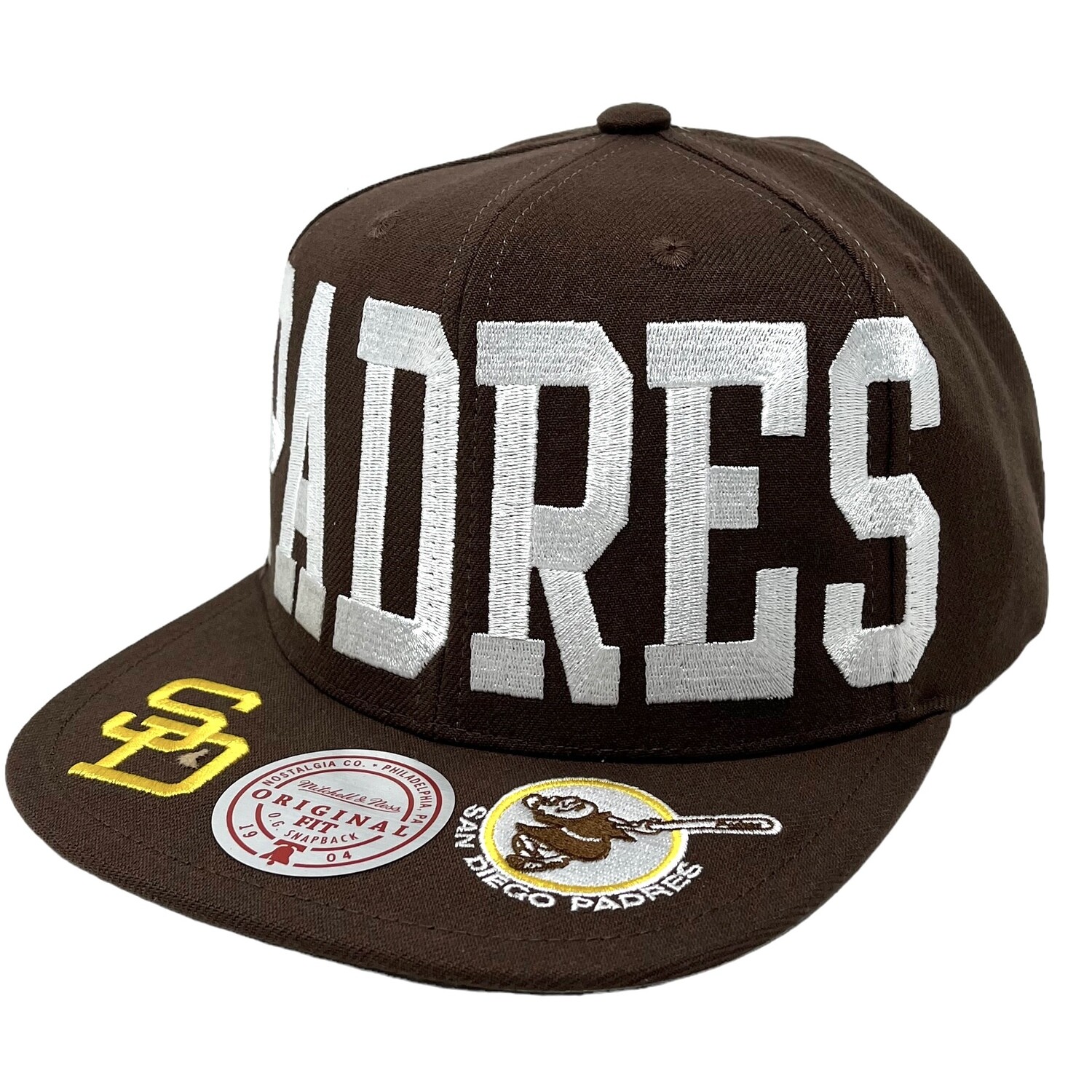 San Diego Padres Men's Brown Big Text Mitchell & Ness Snapback Hat