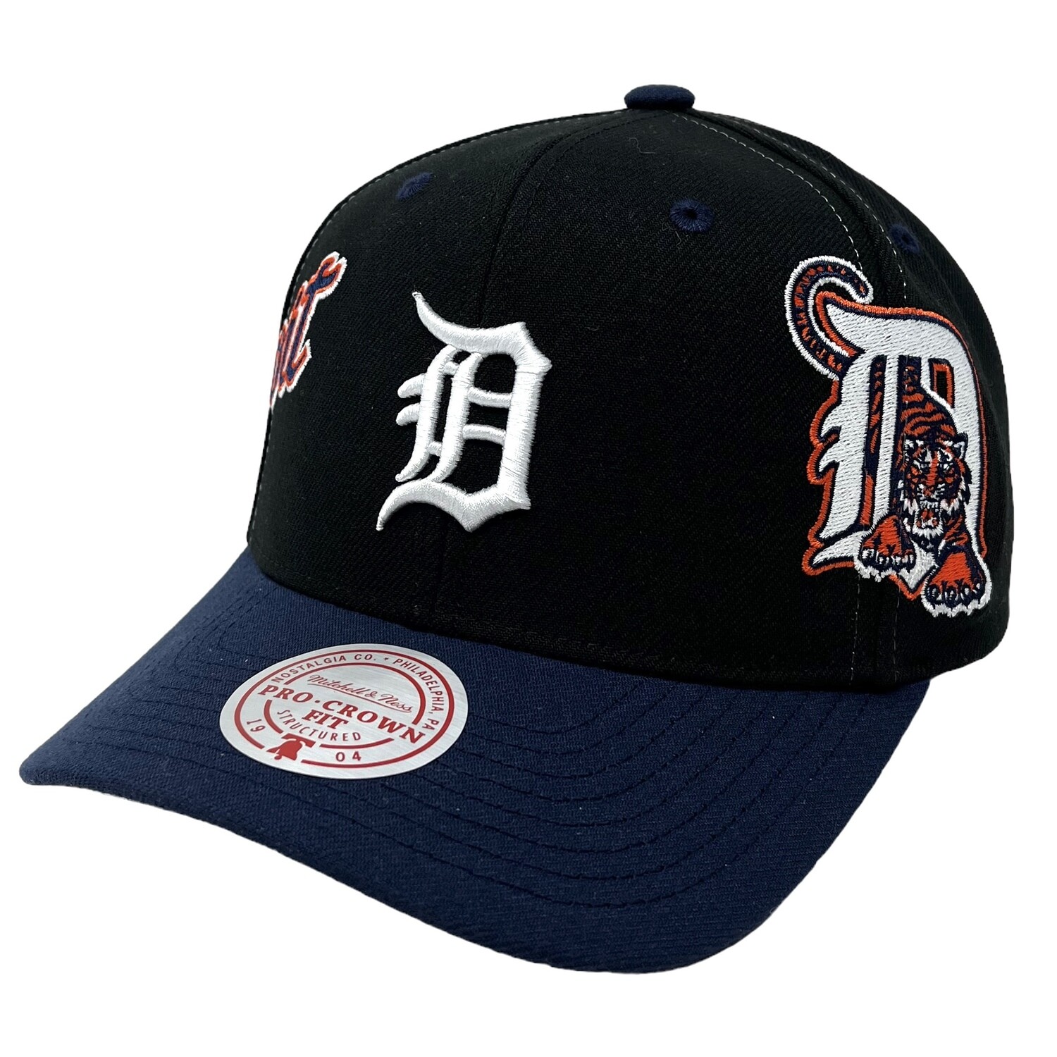 Detroit Tigers Men's Black Overbite Pro Mitchell & Ness Snapback Hat