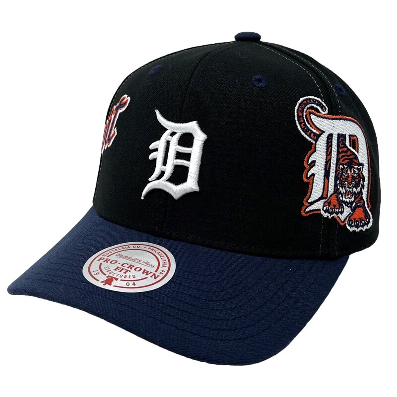 Detroit Tigers Men's Black Overbite Pro Mitchell & Ness Snapback Hat