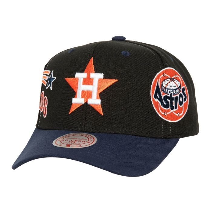 Houston Astros Men's Black Overbite Pro Mitchell & Ness Snapback Hat