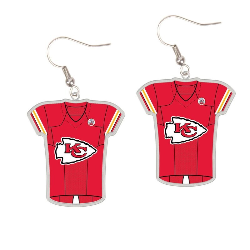 Kansas City Chiefs Jersey Style Dangle Earrings