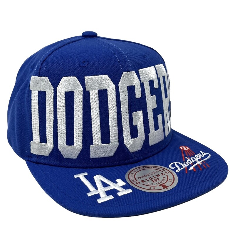 Los Angeles Dodgers Men's Blue Big Text Mitchell & Ness Snapback Hat