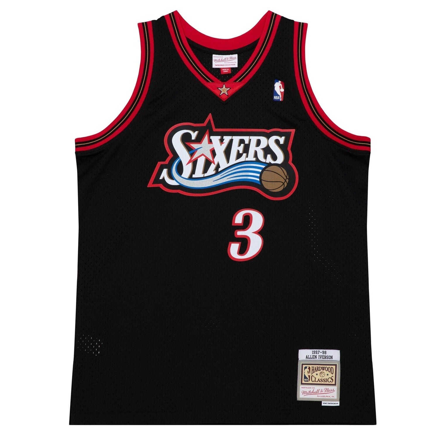 Philadelphia 76ers Allen Iverson 1997-98 Black Mitchell & Ness Men’s Swingman Jersey, Size: Small