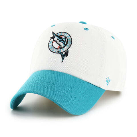 Florida Marlins Men’s White 47 Brand Clean Up Cooperstown Adjustable Hat