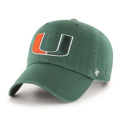 Miami Hurricanes Men’s Green 47 Brand Clean Up Adjustable Hat