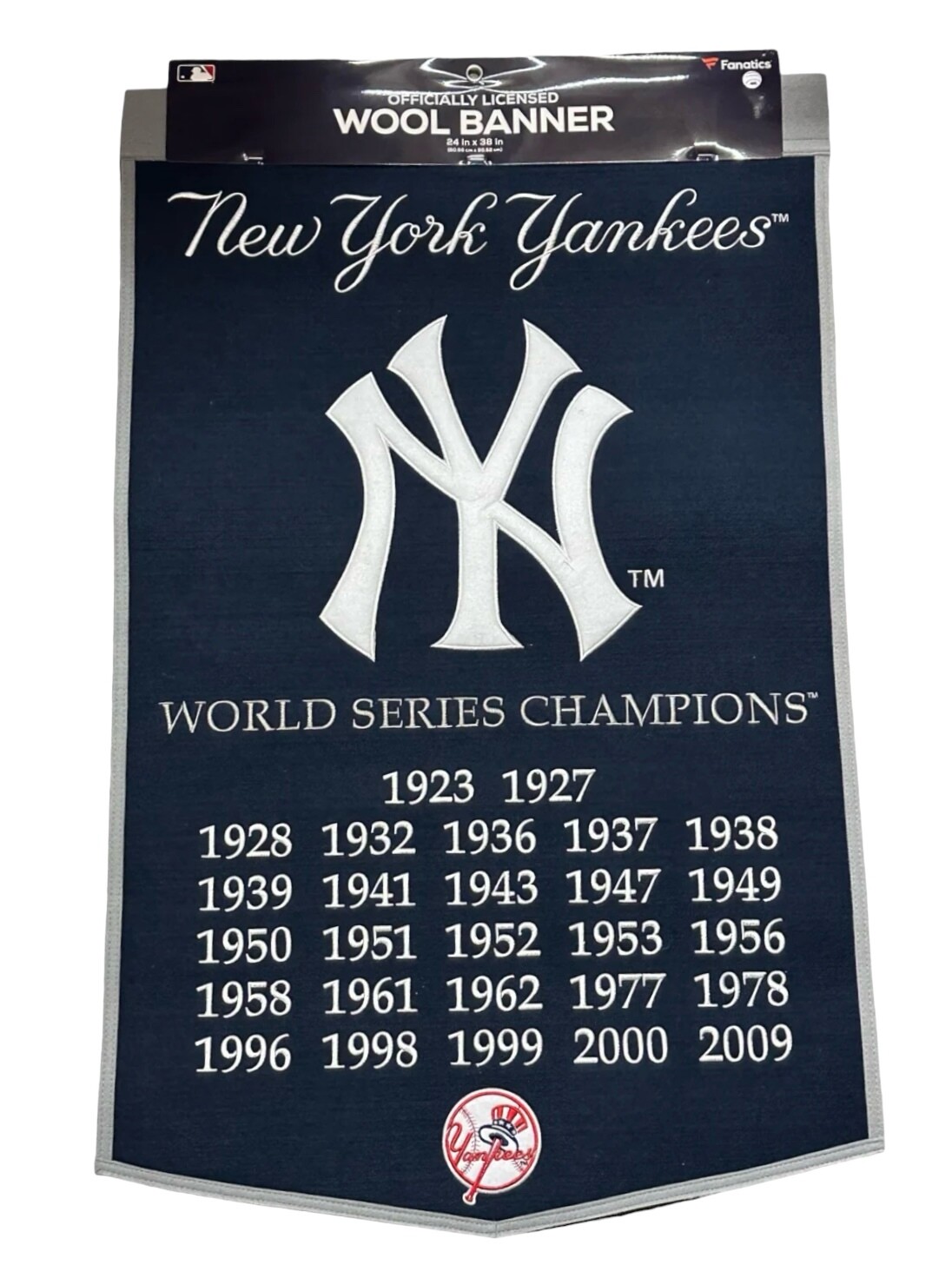 New York Yankees World Series Champions 24" x 38" Wool Banner