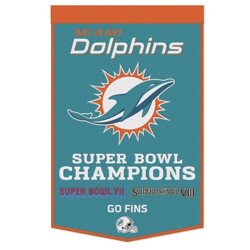 Miami Dolphins Super Bowl Champions 24” x 38” Wool Banner