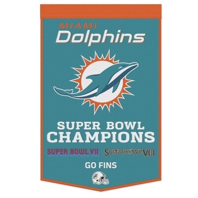 Miami Dolphins Super Bowl Champions 24” x 38” Wool Banner