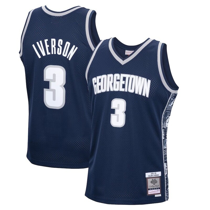 Georgetown Hoyas Allen Iverson 1995-96 Navy Men's Mitchell & Ness College Vault Jersey