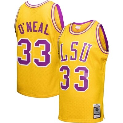 LSU Tigers Shaquille O’Neal 1990-91 Yellow Men's Mitchell & Ness College Vault Jersey