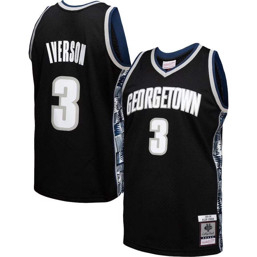 Georgetown Hoyas Allen Iverson 1995-96 Black Men's Mitchell & Ness College Vault Jersey