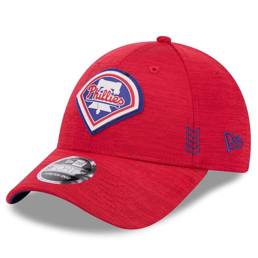 Philadelphia Phillies Men’s New Era Red 2024 Clubhouse 9FORTY Stretch Snap Hat
