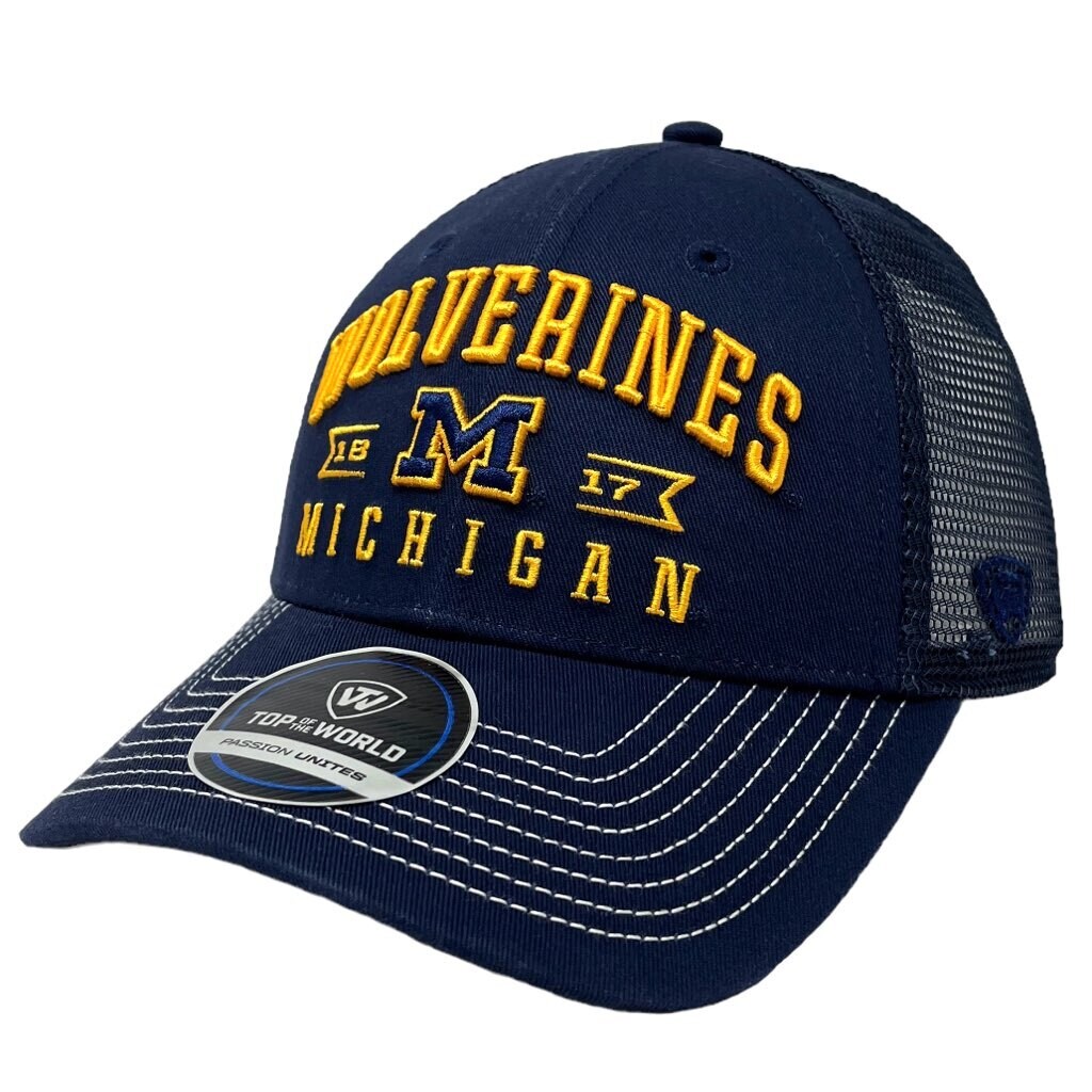 Michigan Wolverines Men’s Navy Top of the World Adjustable Hat