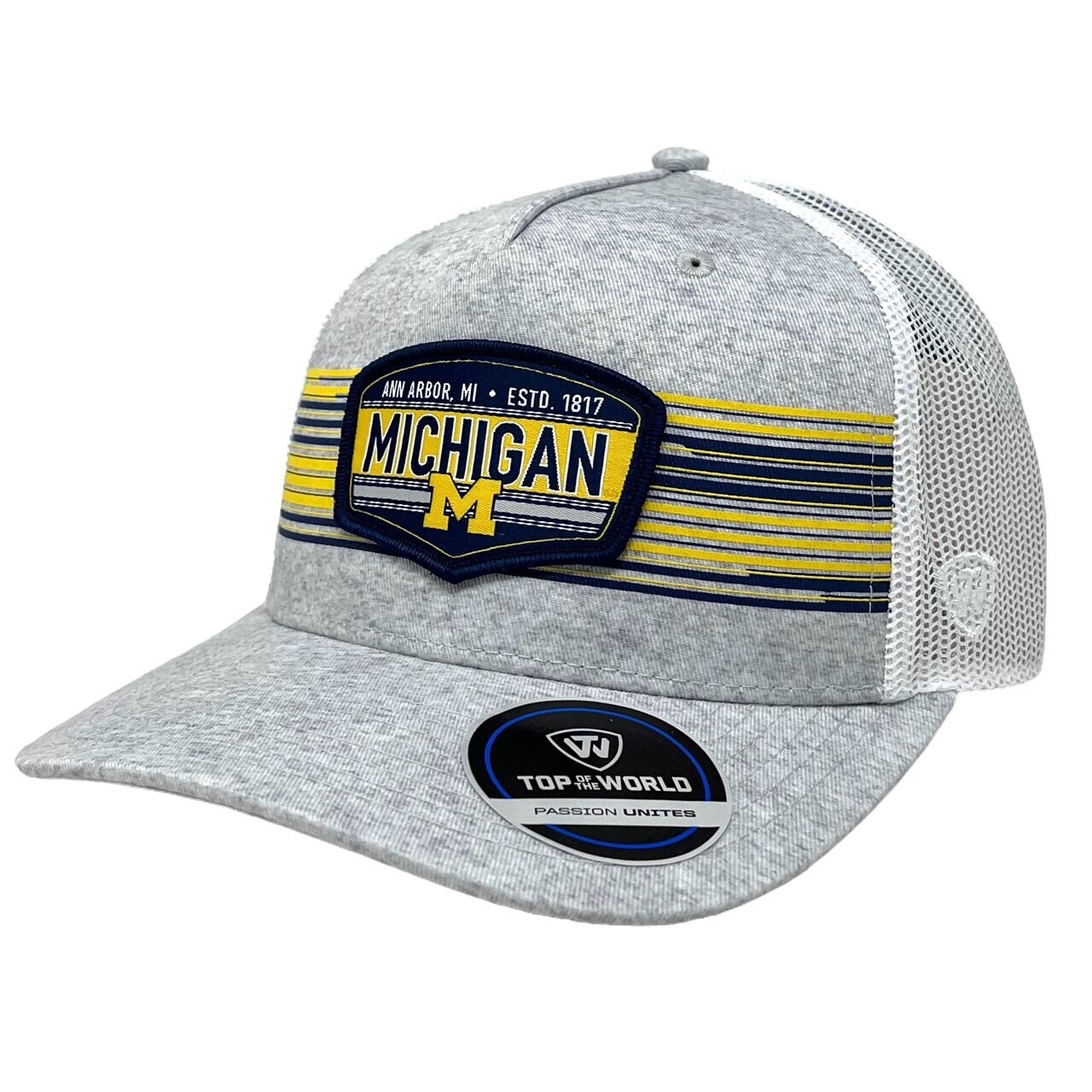 Michigan Wolverines Men’s Steel Heather Top of the World Adjustable Hat