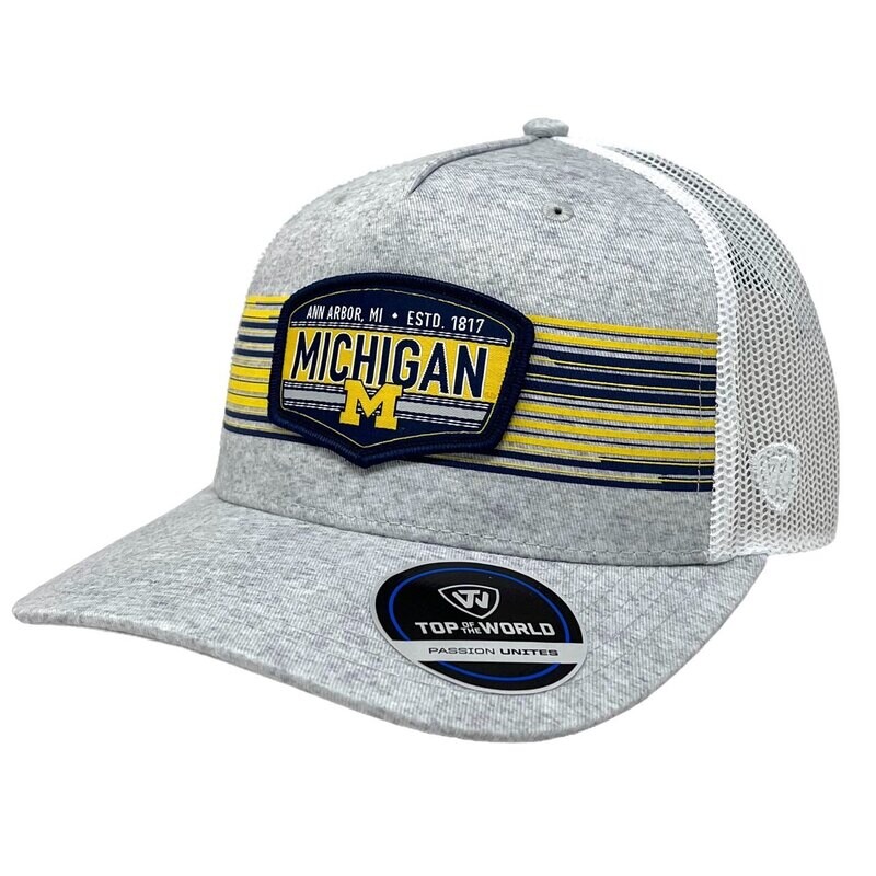 Michigan Wolverines Men’s Steel Heather Top of the World Adjustable Hat