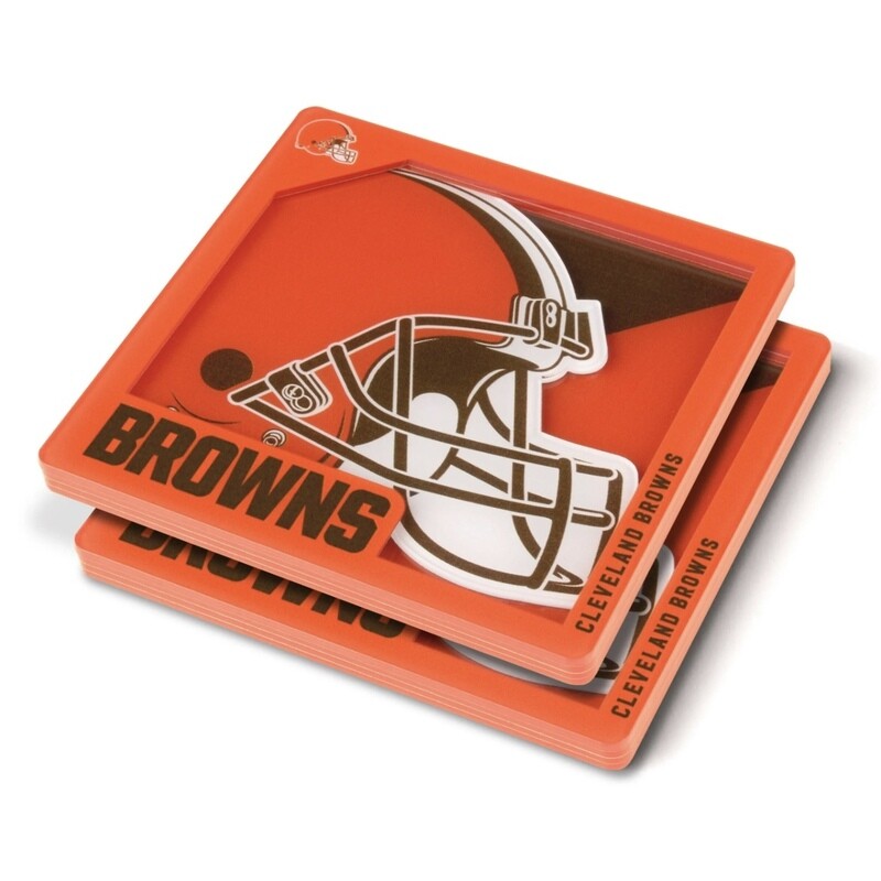Cleveland Browns 3D Logo 2-Piece Assorted Colors Acrylic Coasters