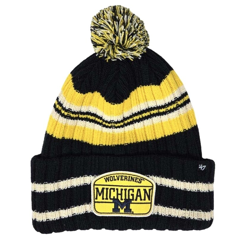 Michigan Wolverines Men's 47 Brand Cuffed Pom Knit Hat