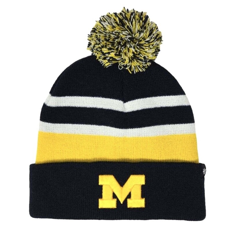 Michigan Wolverines Men's 47 Brand Cuffed Pom Knit Hat